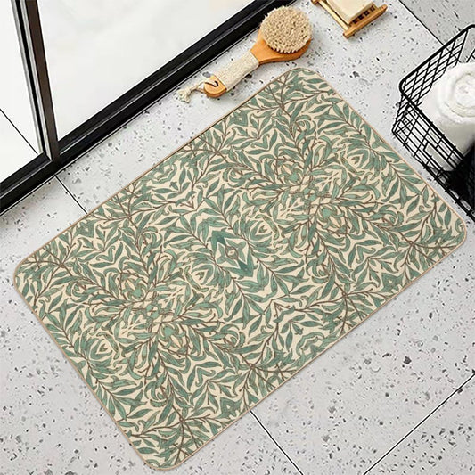 William Morris Willow Bough Wood Watercolor Pattern Bath Mat