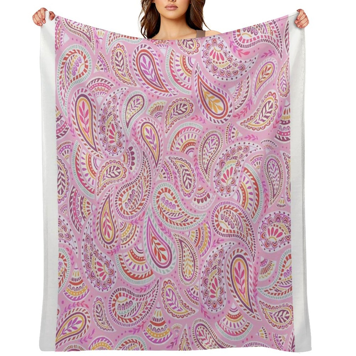 Pink Paisley Throw Blanket