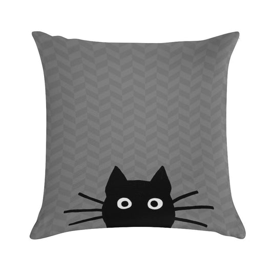 Black Cat Face Soft Gift Ready Throw Pillow