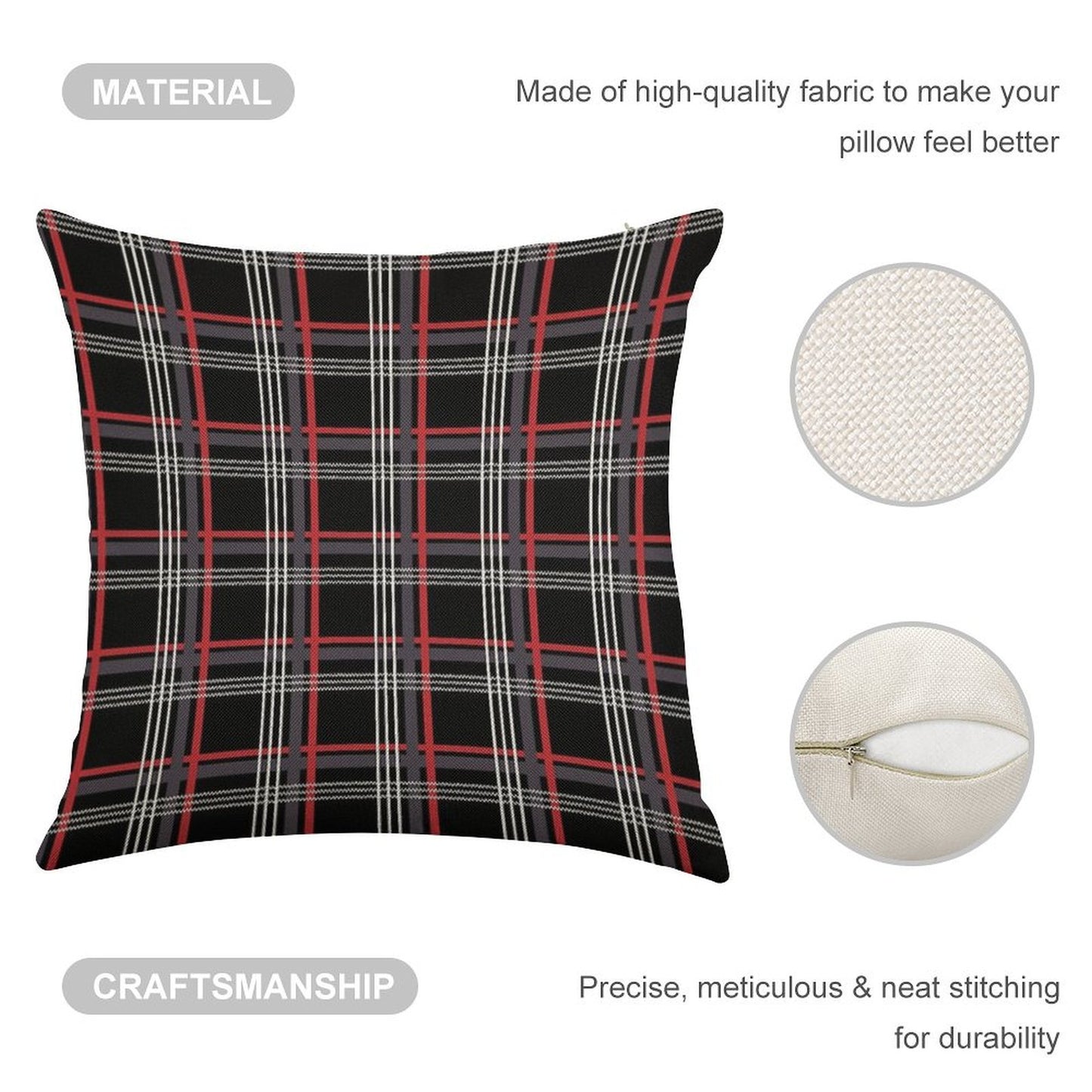 GTi Tartan Linen Throw Pillow Cover