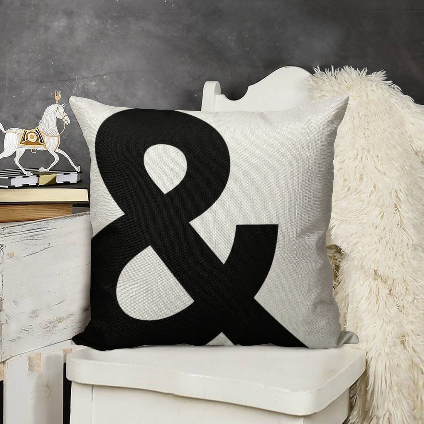 Ampersand Linen Throw Pillow Cover
