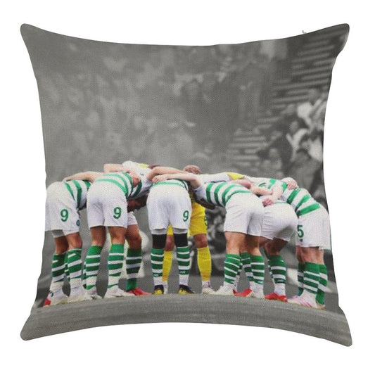 Celtic Fc Huddle Linen Throw Pillow Cover