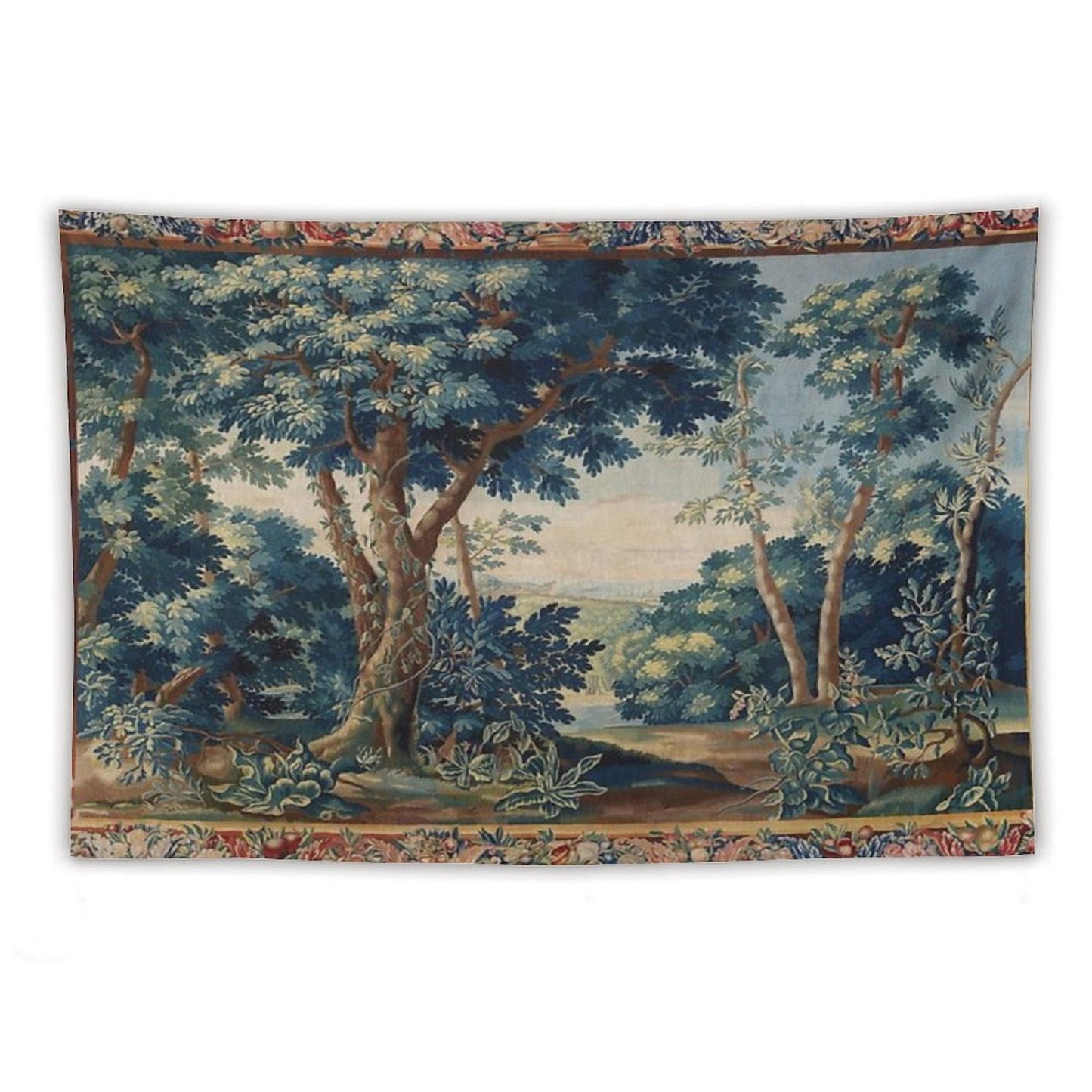 GREENERY, TREES IN WOODLAND LANDSCAPE Antique Flemish Tapestry Tapestry