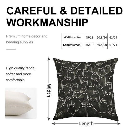 Suspicious Cats Linen Throw Pillow Cover