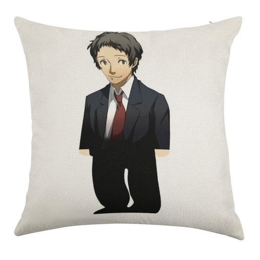 Adachi From Persona Linen Throw Pillow Cover