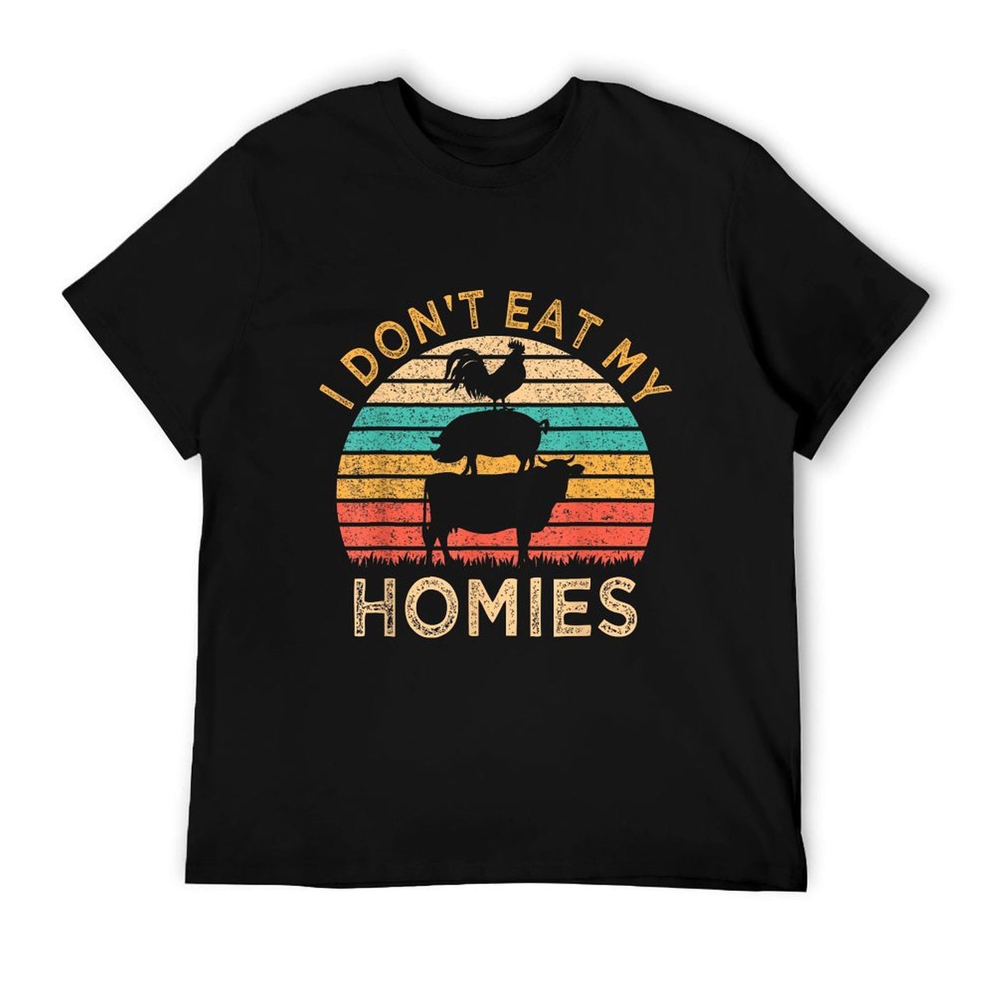 Vegetarian I Don't Eat My Homies Funny Vegan Retro T-Shirt