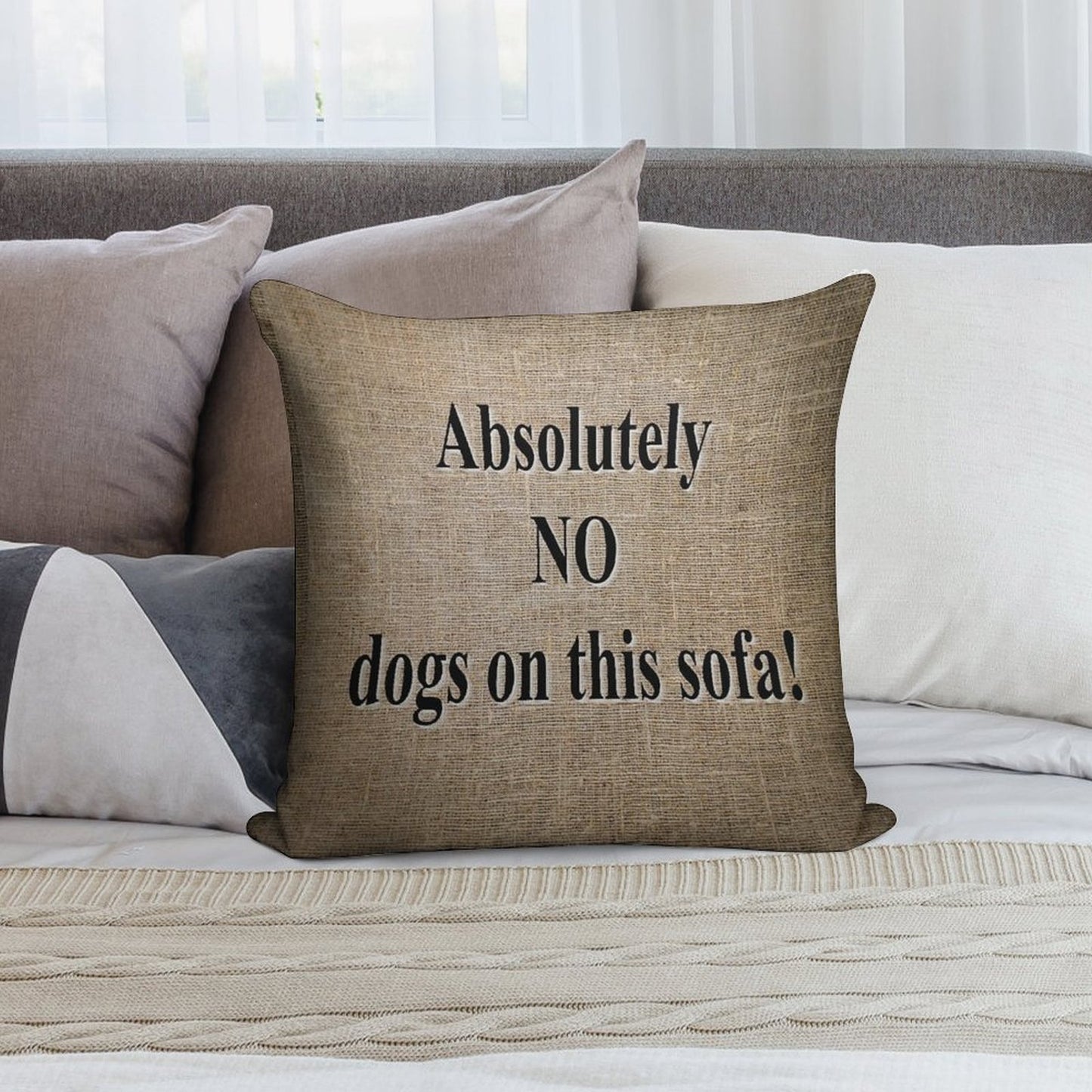 No Dogs on Sofa Soft Home Decor Throw Pillow