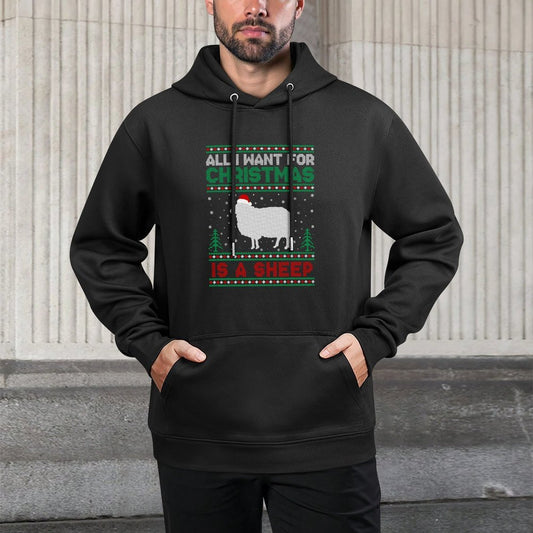 All I Want for Xmas Is A Sheep Ugly Christmas Sweater Moisture-Wicking Hoodie