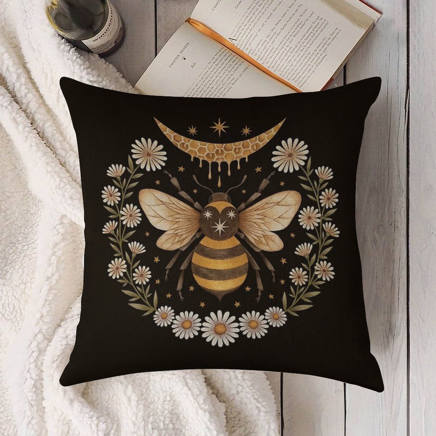 Honey Moon Linen Throw Pillow Cover