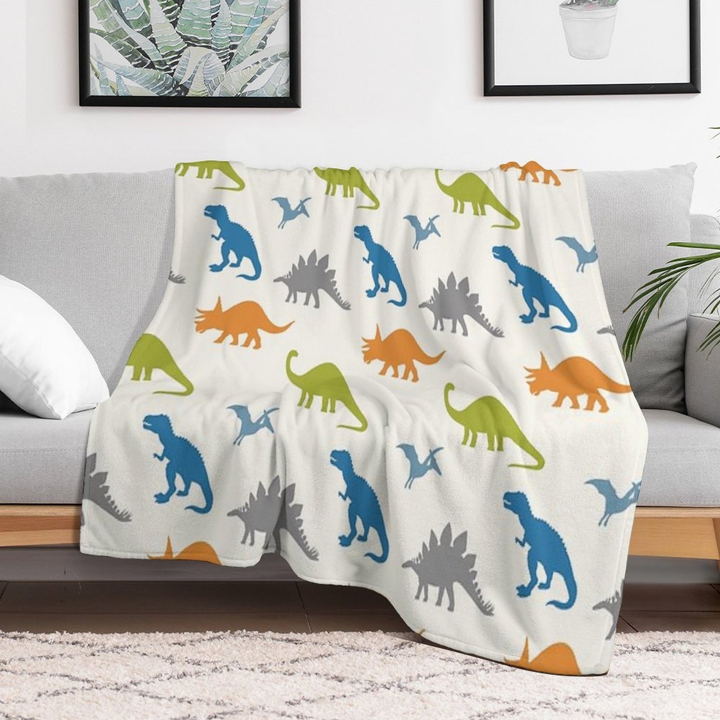 Primary Dinosaurs Throw Blanket