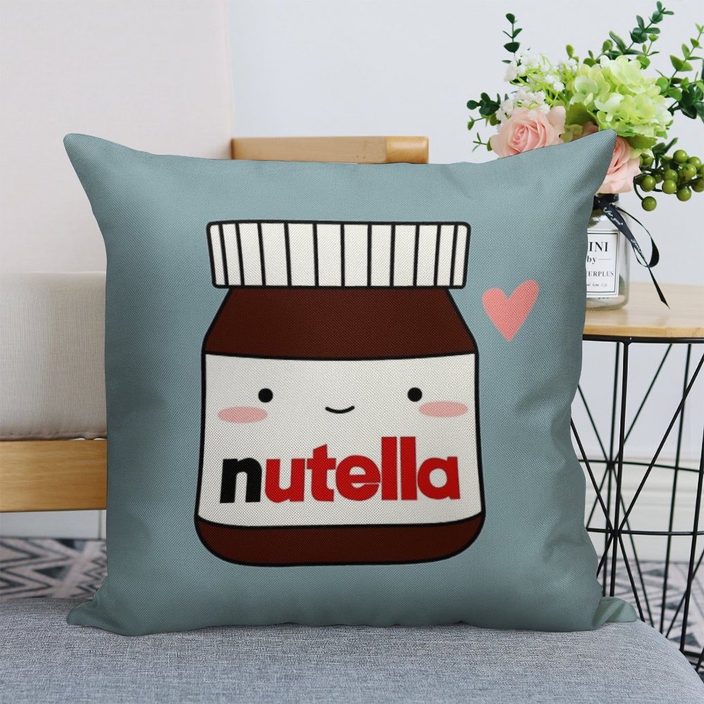 Cute Nutella Jar Linen Throw Pillow Cover