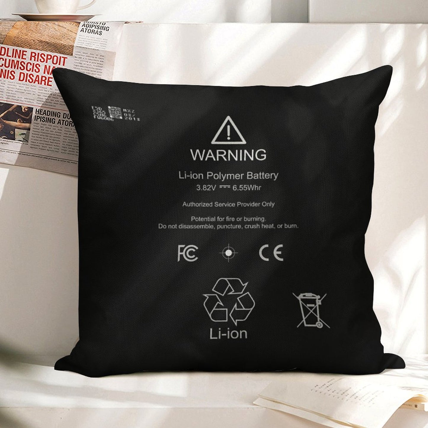 Lithium Ion Battery Linen Throw Pillow Cover