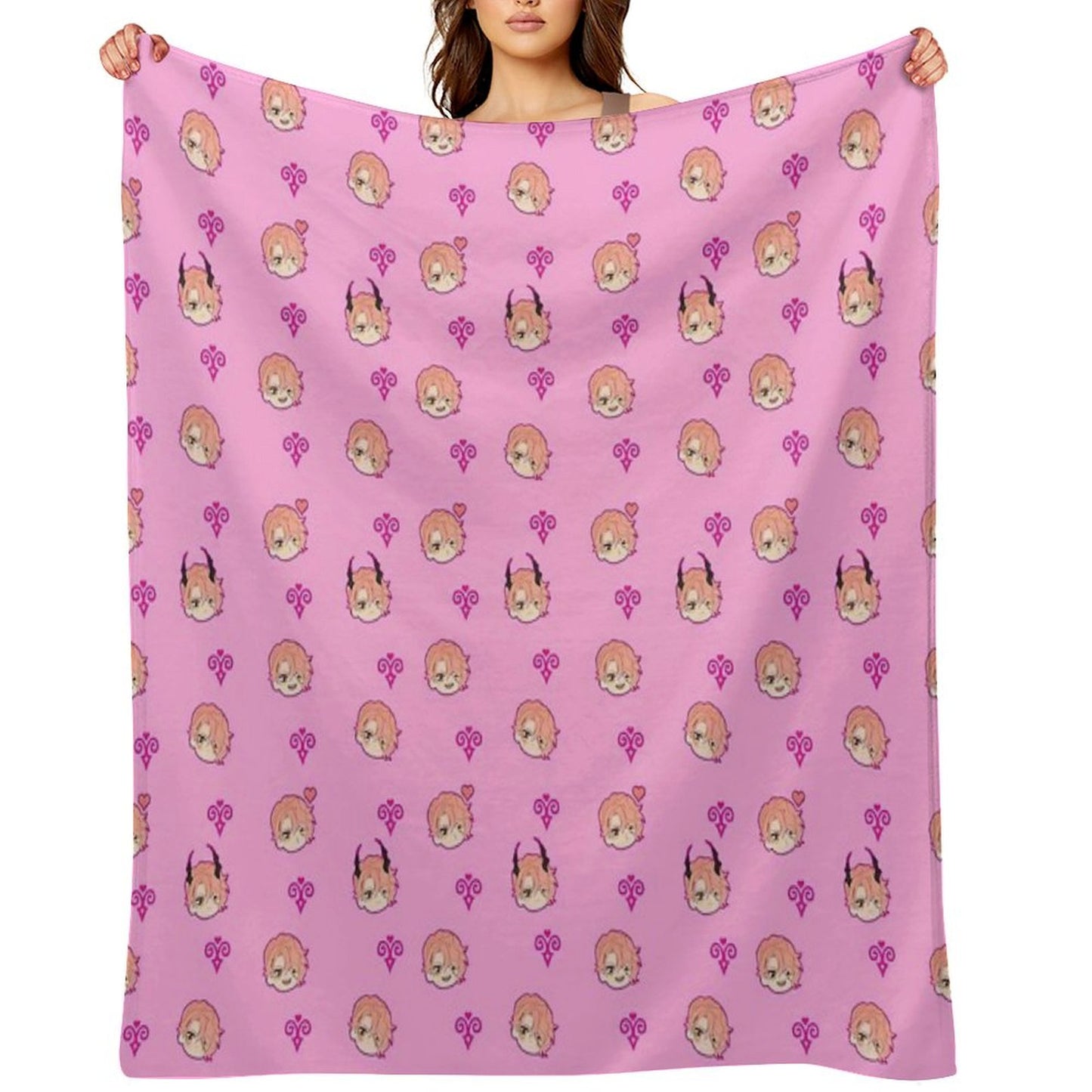 Obey Me - Asmo Pattern Throw Blanket