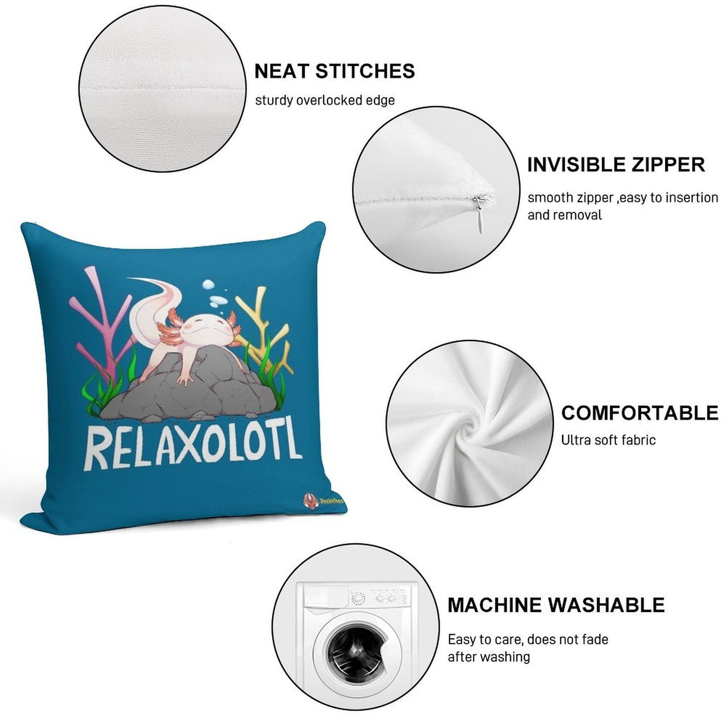Relaxolotl A Cute Relaxing Axolotl on A Rock Soft Style Accent Throw Pillow