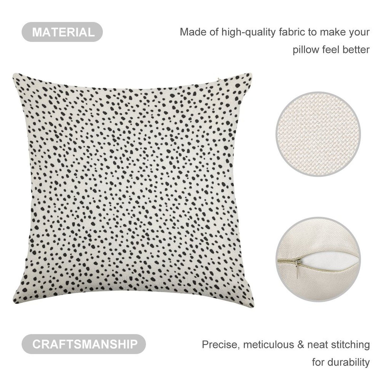 Black Dots by Minikuosi Linen Throw Pillow Cover