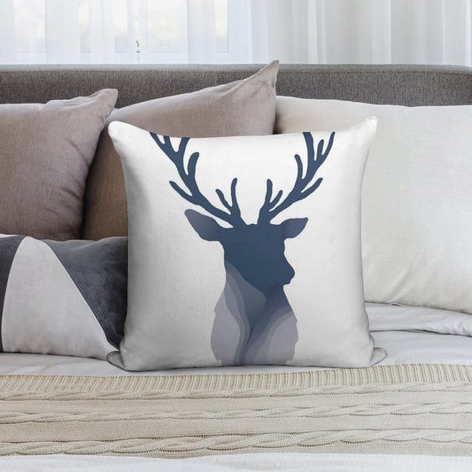 Abstract Navy Blue Deer Head Soft Warmth Comfort Throw Pillow