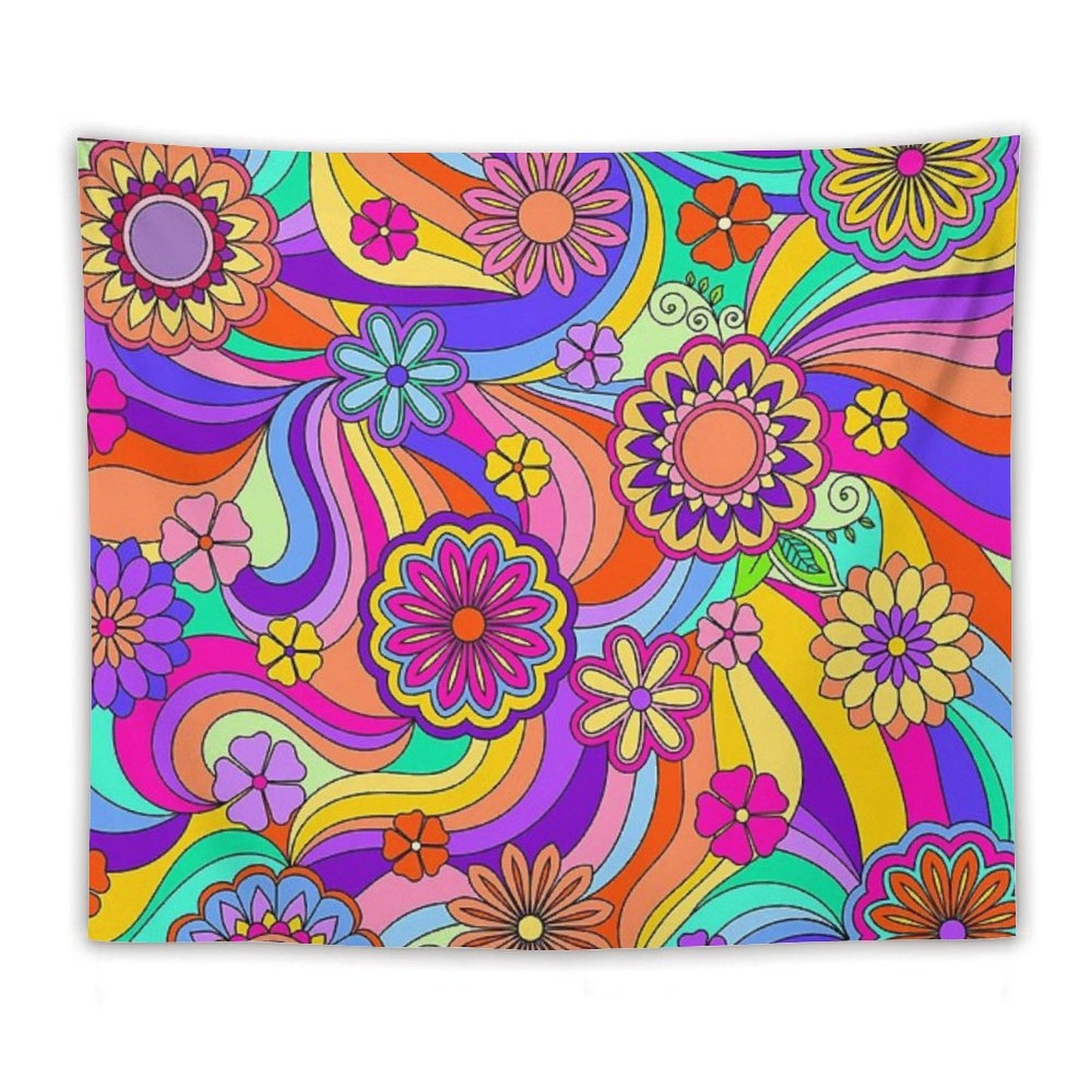 Groovy Psychedelic Flower Power Tapestry