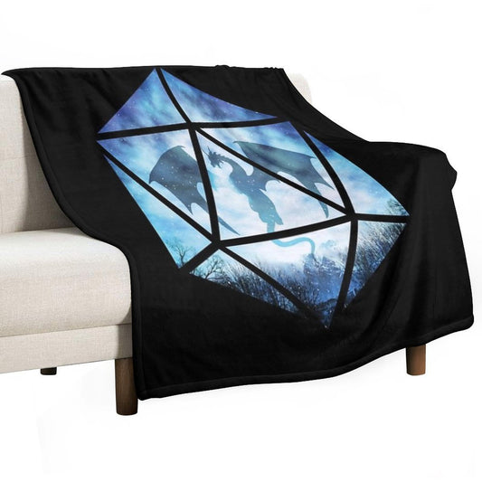 Blue Sky Ice Dragon D20 Throw Blanket