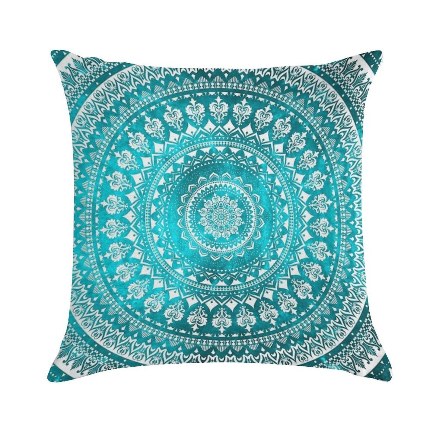 Mandala Turquoise Soft Reinforced Edging Throw Pillow