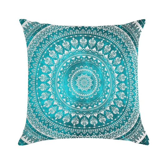 Mandala Turquoise Soft Reinforced Edging Throw Pillow