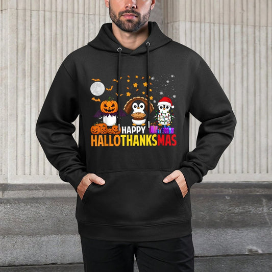 Penguin Christmas Halloween Costume Happy Hallothanksmas All-Day Comfort Hoodie