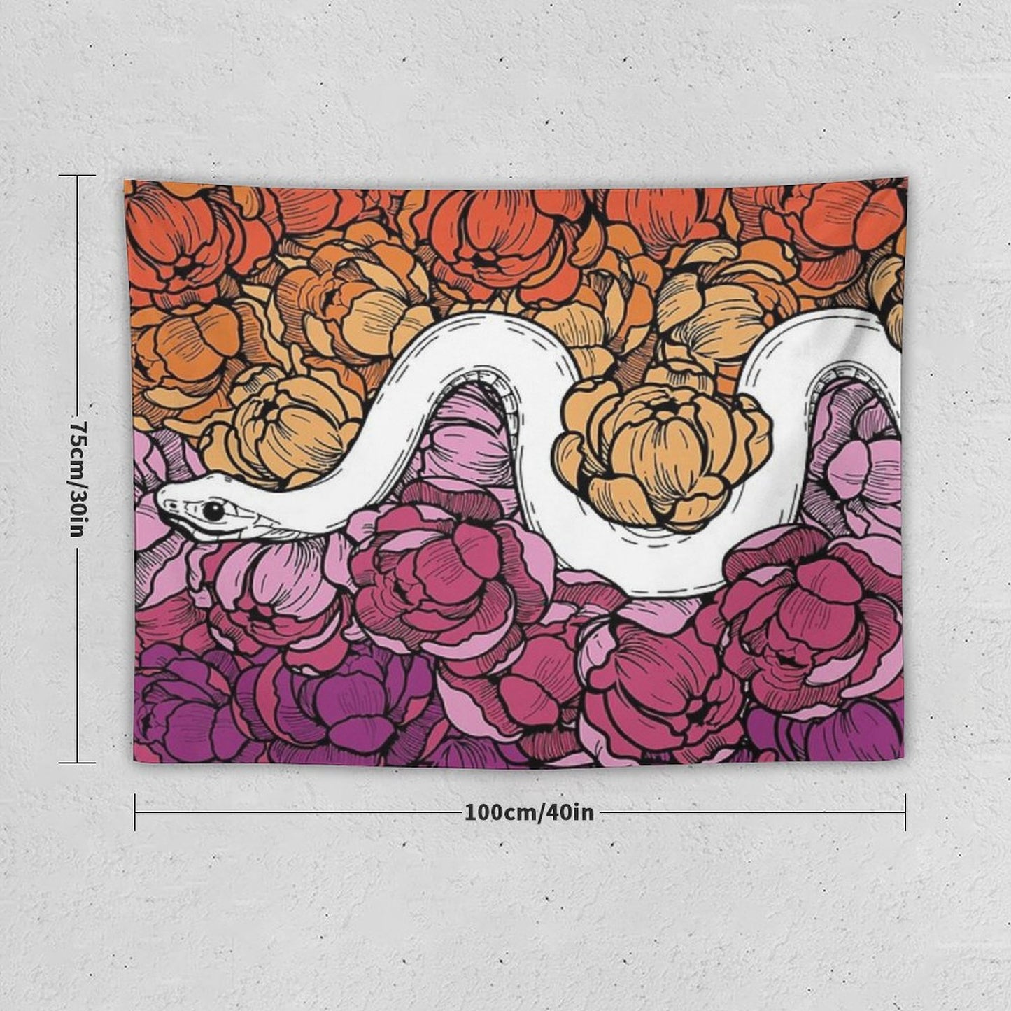 Floral Snake Lesbian Pride Colors Tapestry