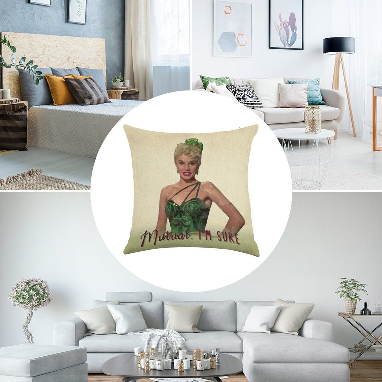 Mutual, I'm Sure - White Christmas Linen Throw Pillow Cover