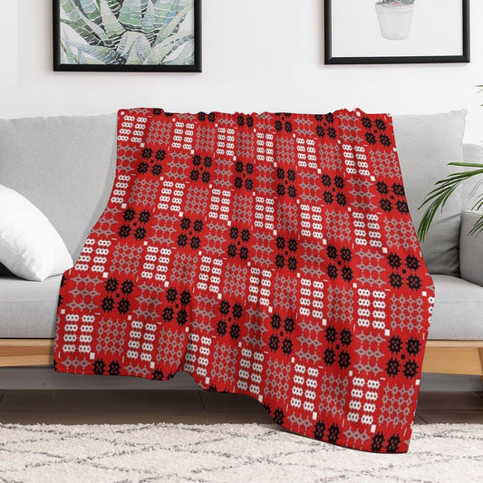 Welsh Design, Carthen Cymraeg, Cymreig (red) (Printed Image - Not Real Tapestry) Throw Blanket