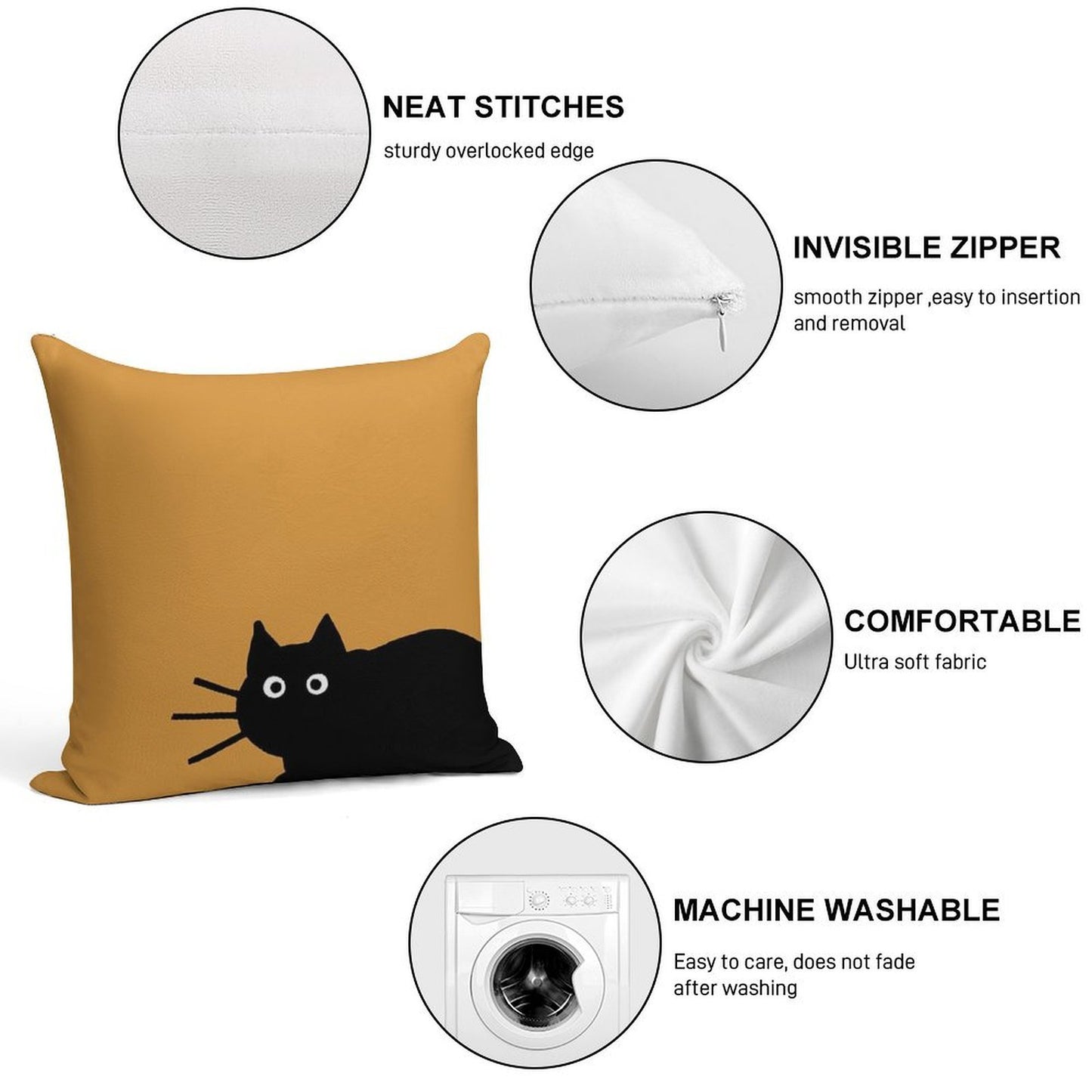 Black Cat(s) Soft Fade-Resistant Throw Pillow