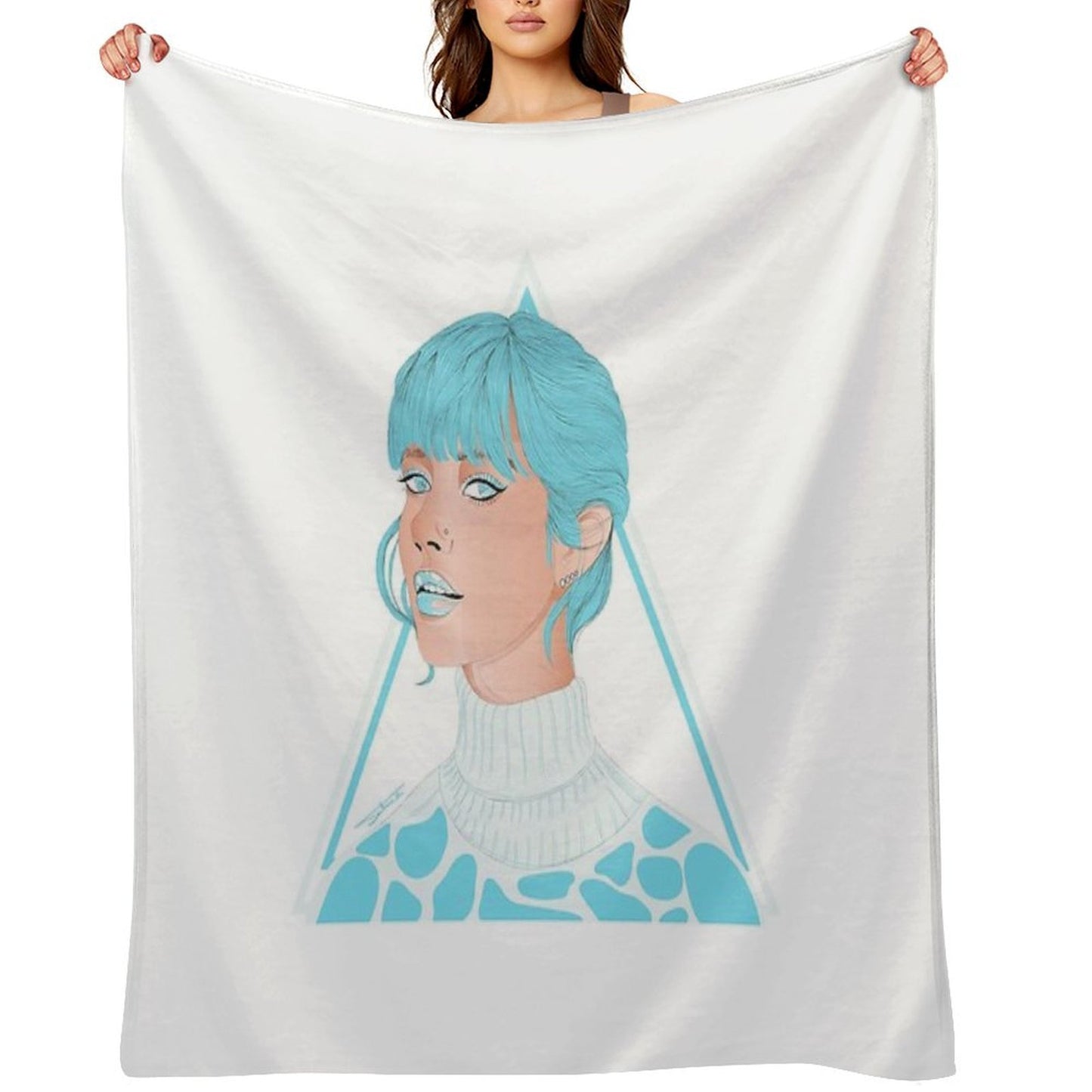 Girl in Light Blue Throw Blanket