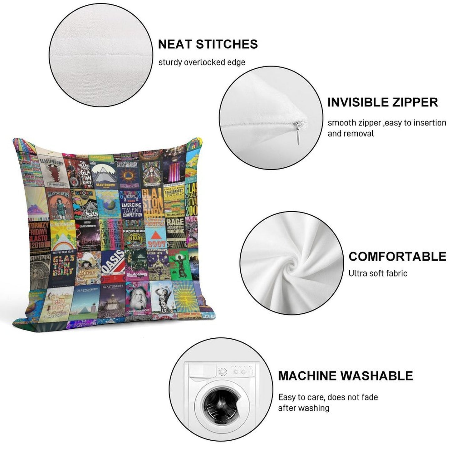 Glastonbury Festival Soft Home Decor Throw Pillow