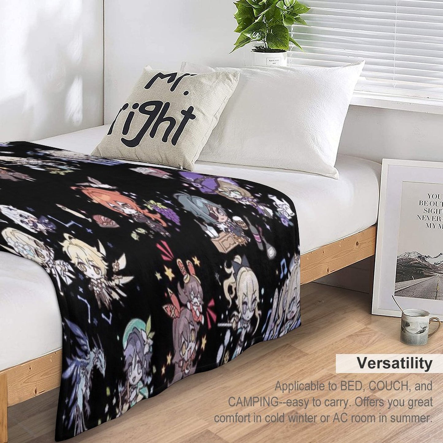 Genshin Impact Chibi Characters Assemble Throw Blanket