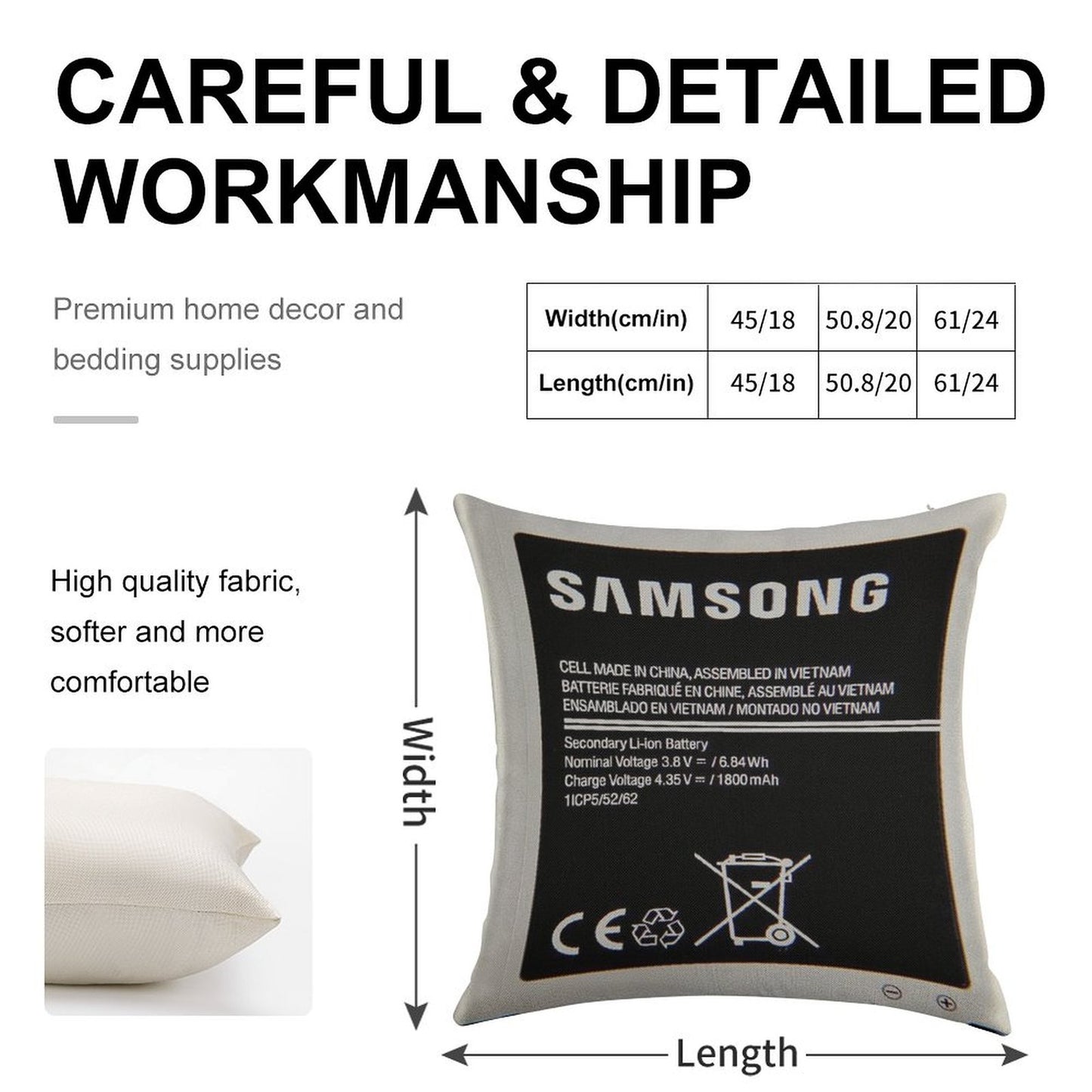 Swollen Battery Premium Linen Throw Pillow Cover