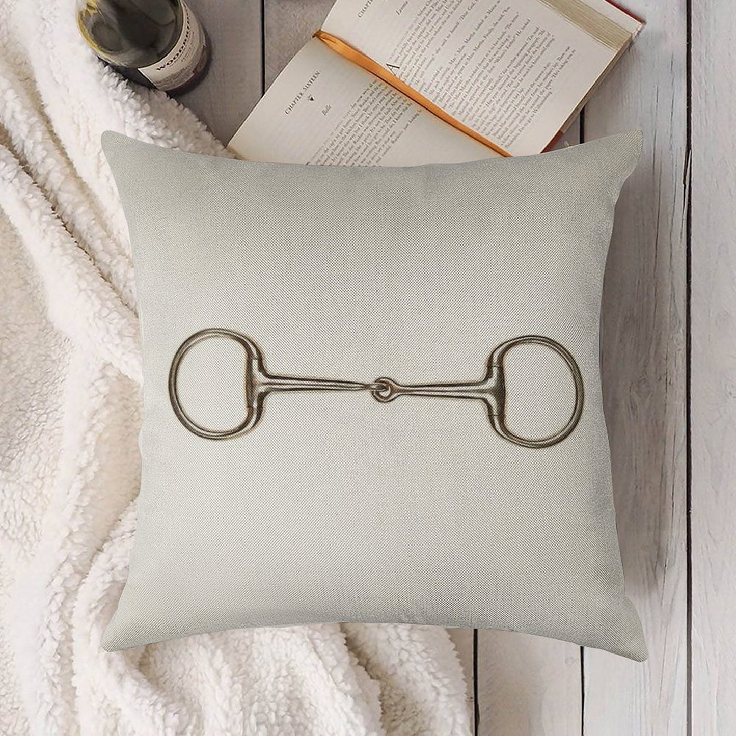 Snaffle Bit Linen Throw Pillow Cover