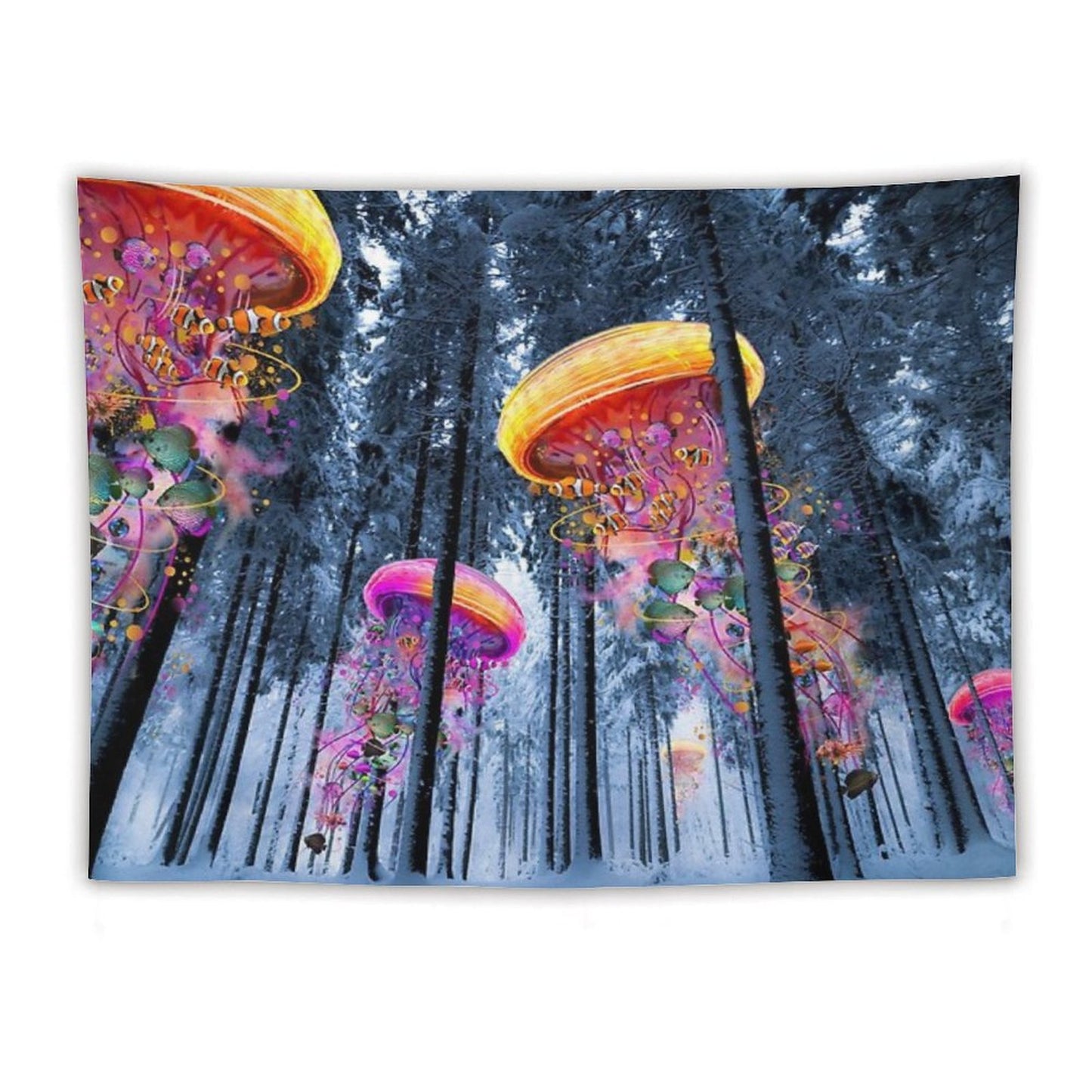 New Winter Forest of Electric Jellyfish Worlds Tapestry