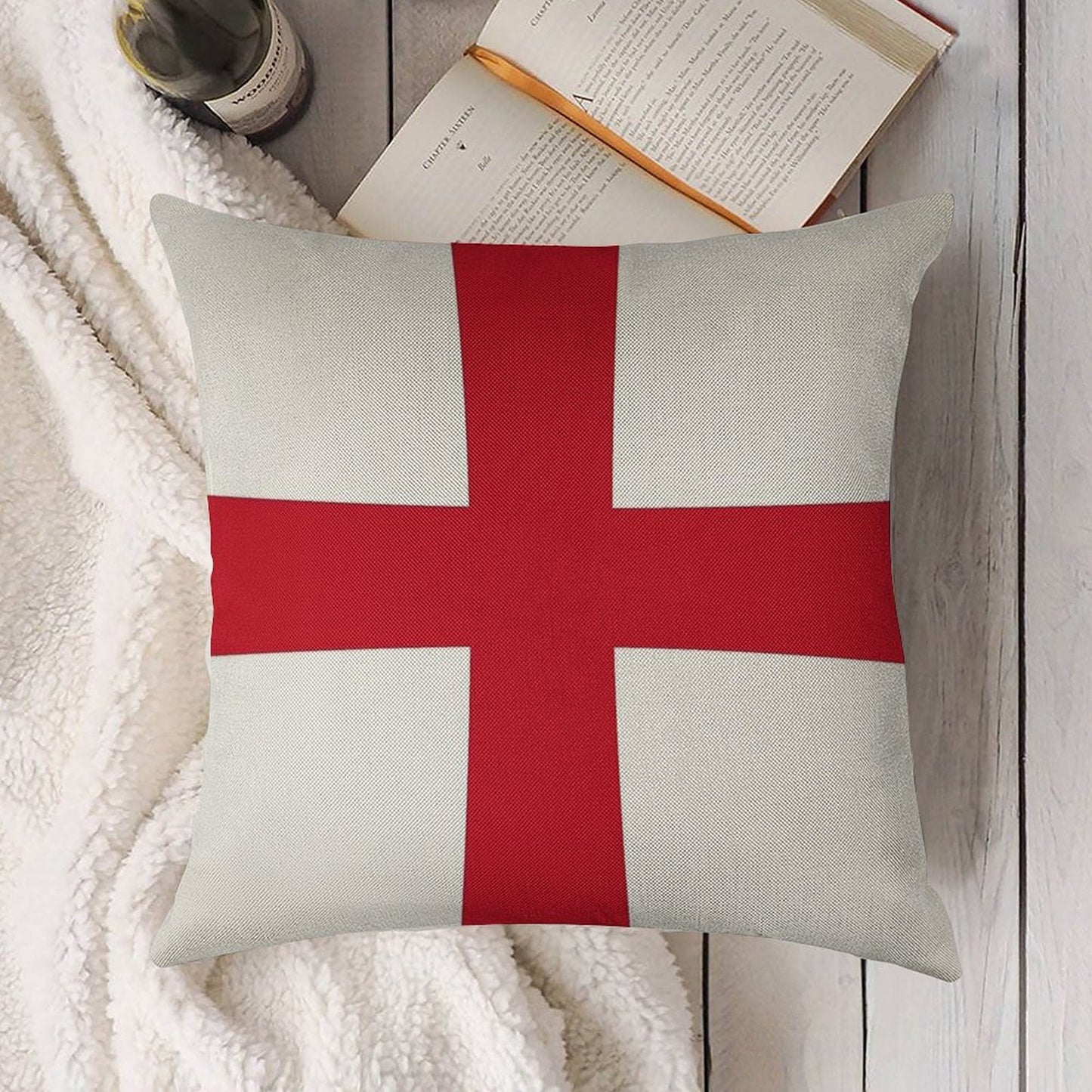 Flag of England (St. George's Cross) Linen Throw Pillow Cover