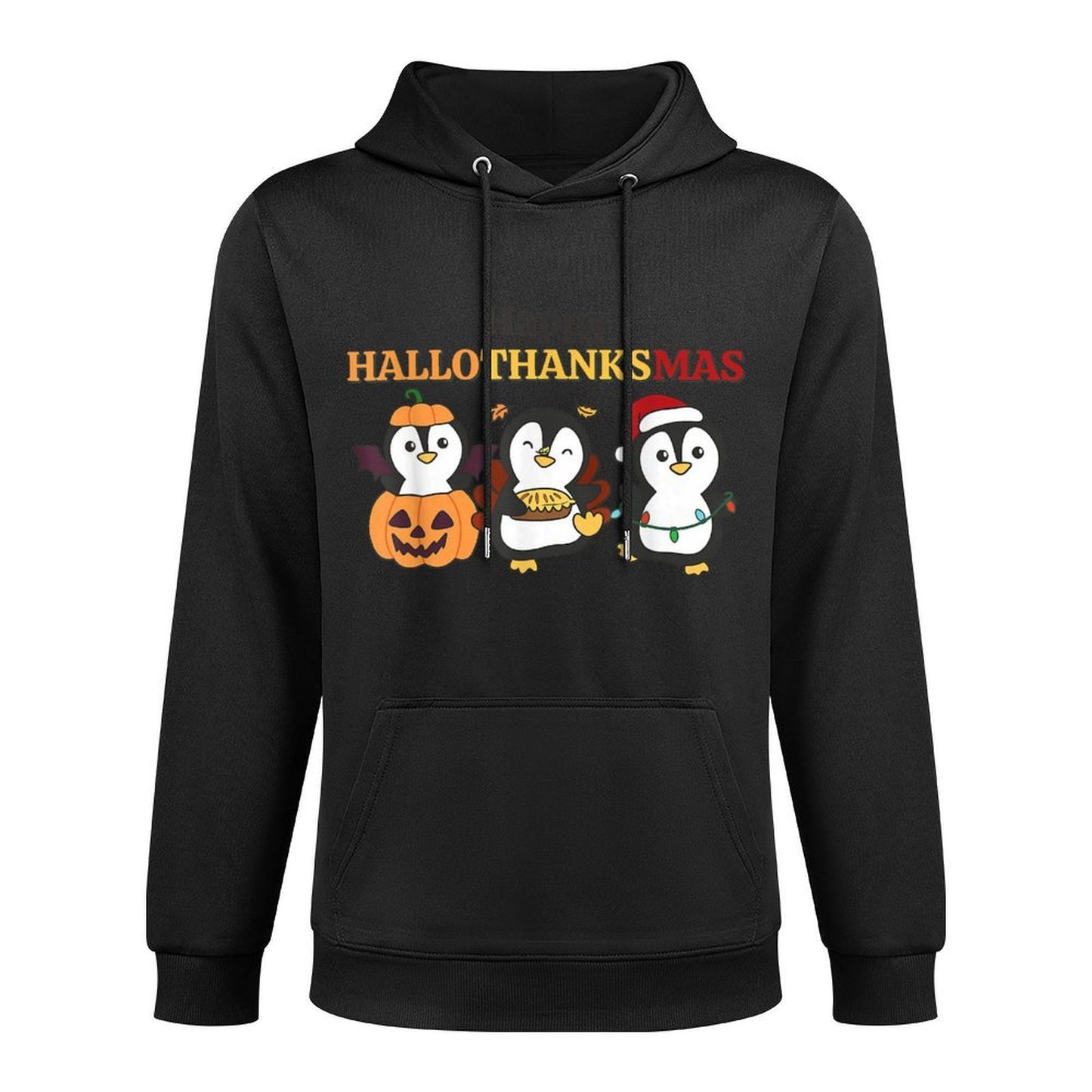 Penguin Christmas Halloween Costume Happy Hallothanksmas Customizable Surface Hoodie