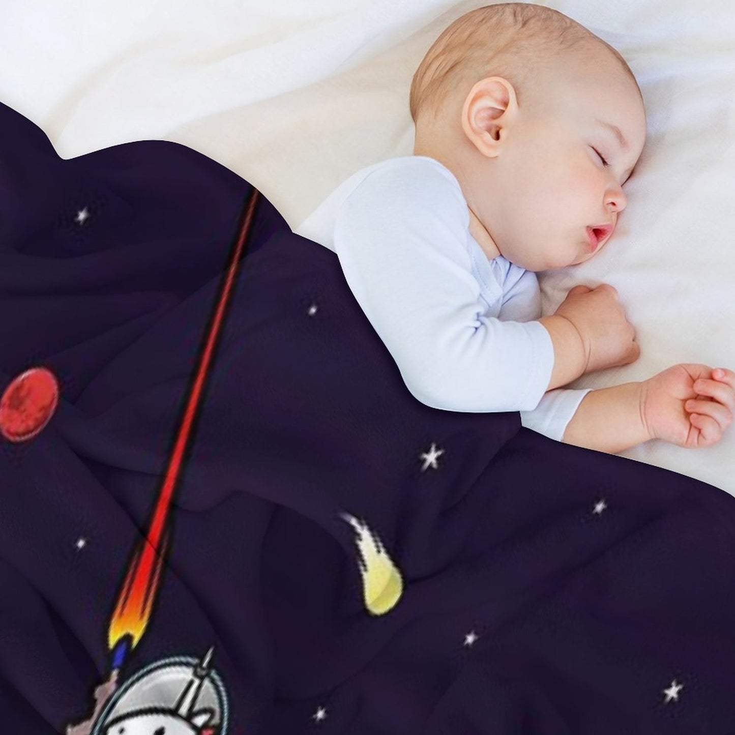 Unicorn Riding Triceratops In Space Throw Blanket