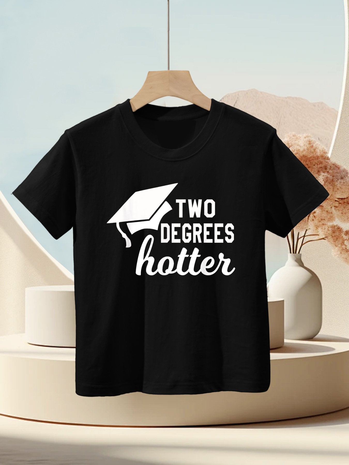 Funny Two Degrees Hotter Graduation Cap Diploma Graphic Kids T-Shirt