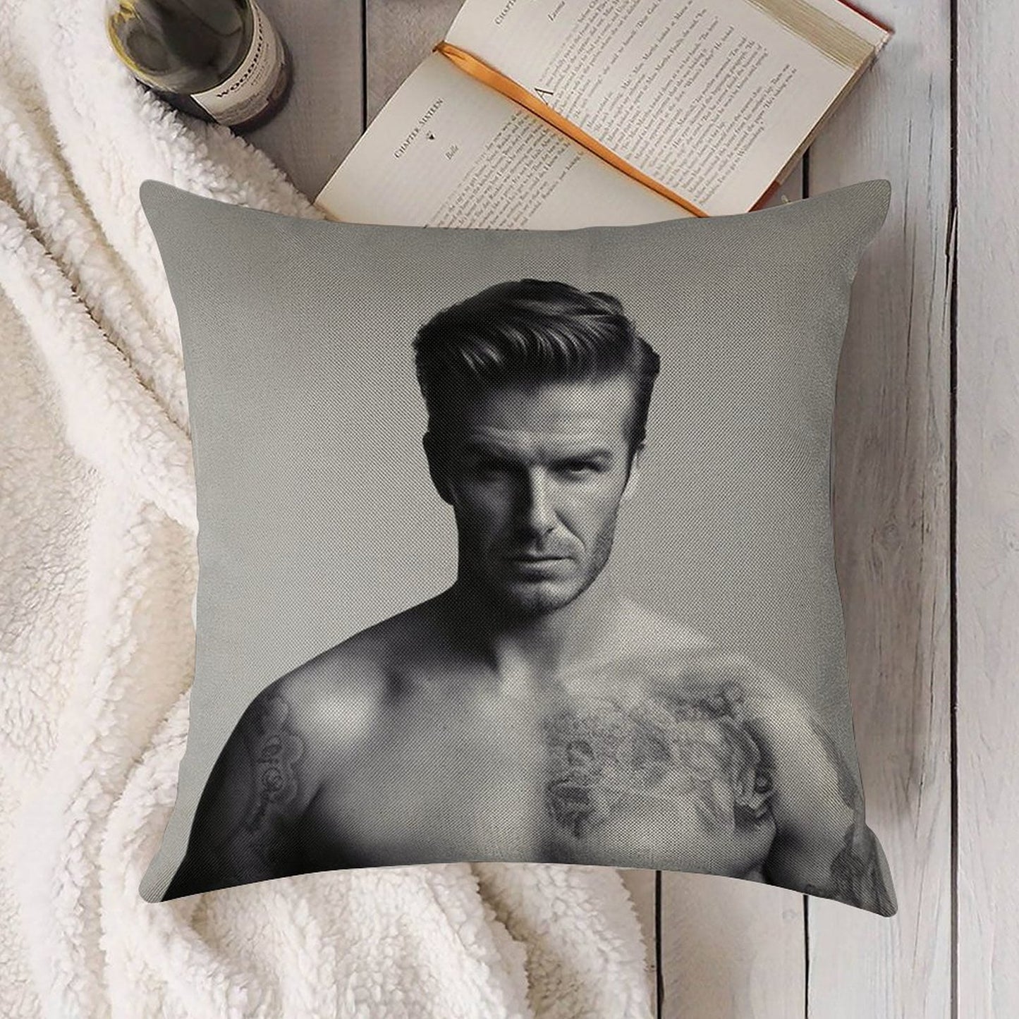 David Beckham Linen Throw Pillow Cover