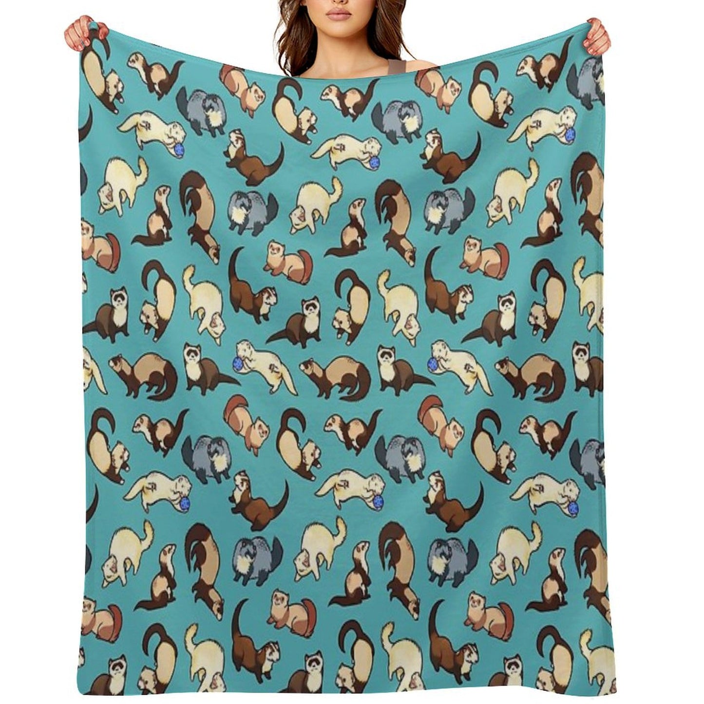 Cat Snakes in Blue Throw Blanket