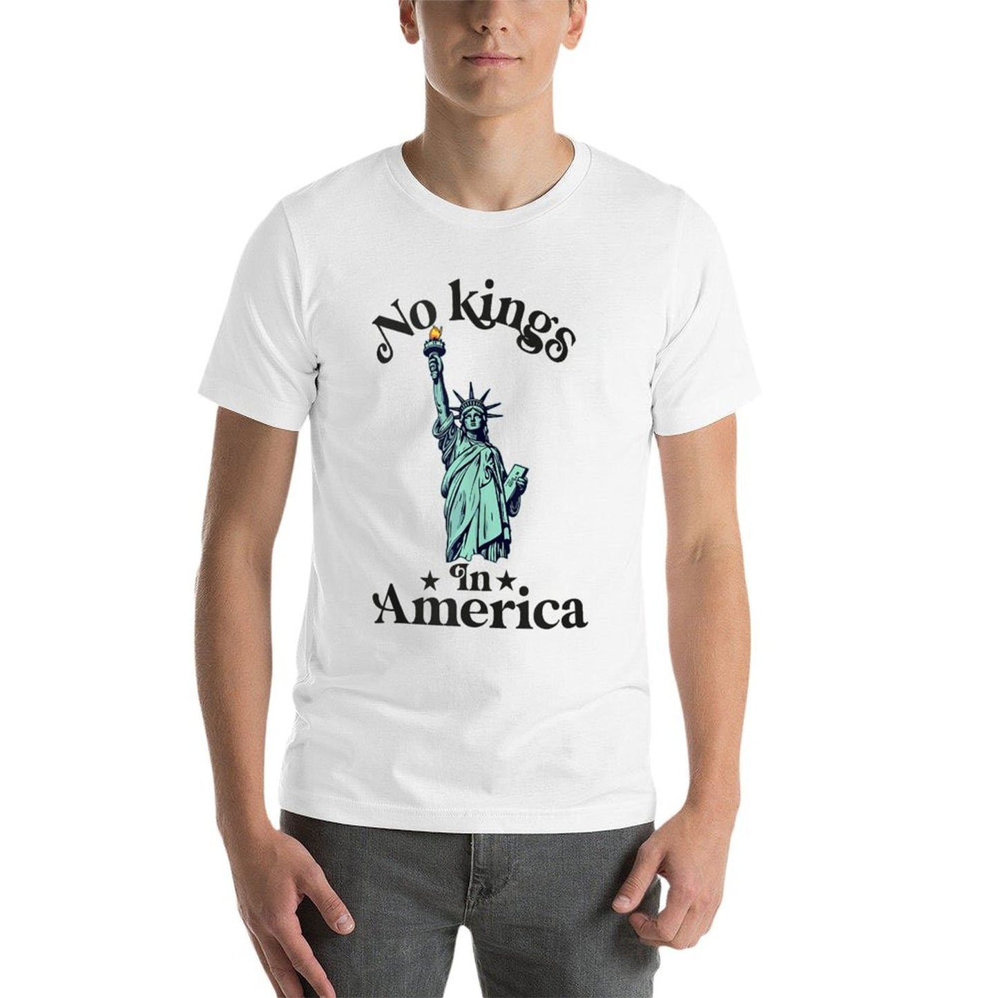 No Kings in America Flag Protest Save Democracy Heathered Texture T-Shirt