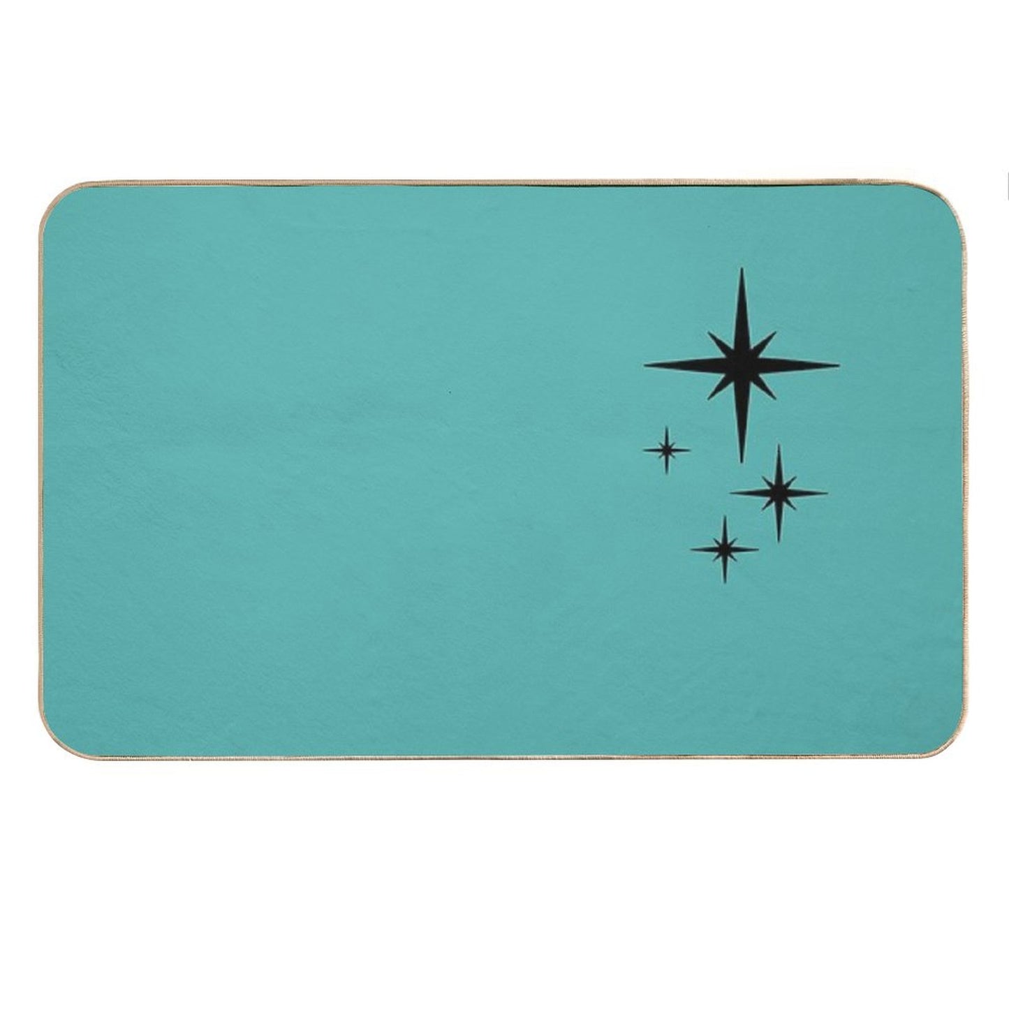 1950s Atomic Age Retro Starburst in Turquoise And Black Bath Mat