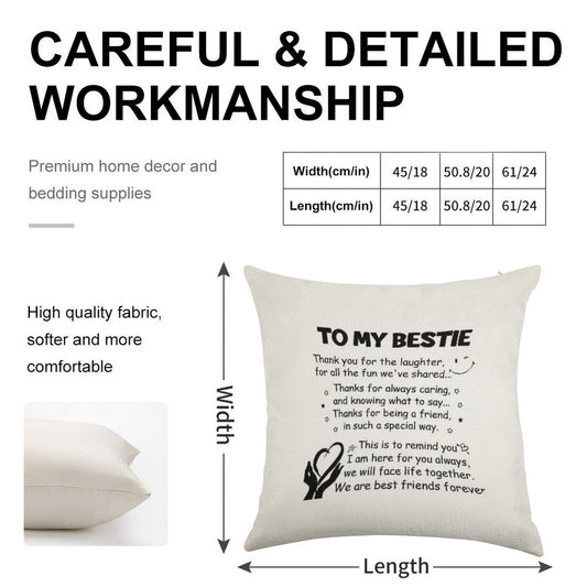 To My Bestie Thank You for The Laughter Linen Throw Pillow Cover