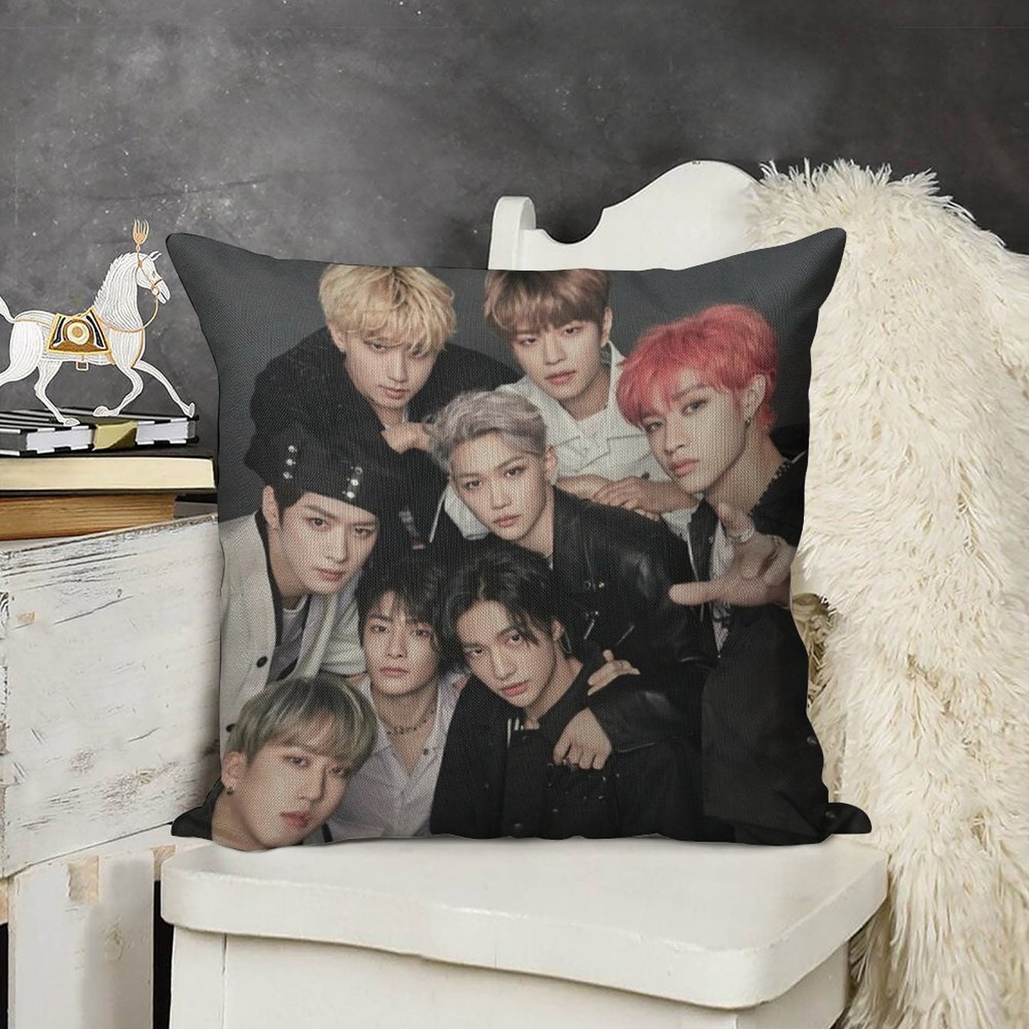 Stray Kids Linen Throw Pillow Cover