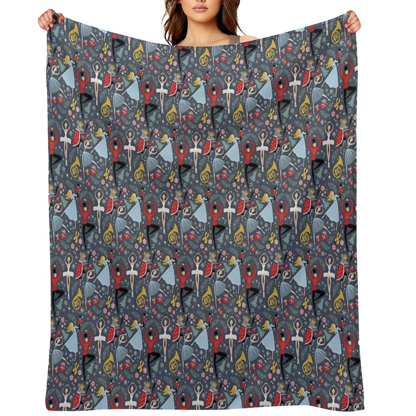 Clara's Nutcracker Ballet Repeat by Robin Pickens Throw Blanket