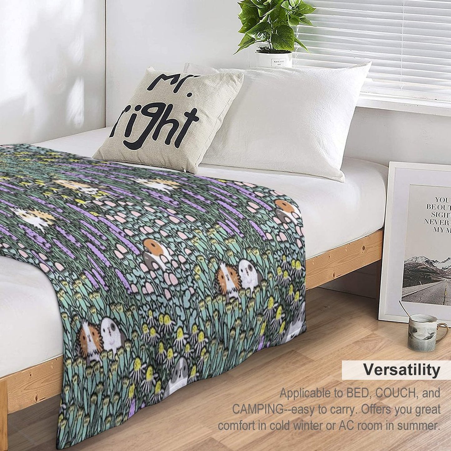 Guinea Pigs And Garden Herbs Pattern Throw Blanket