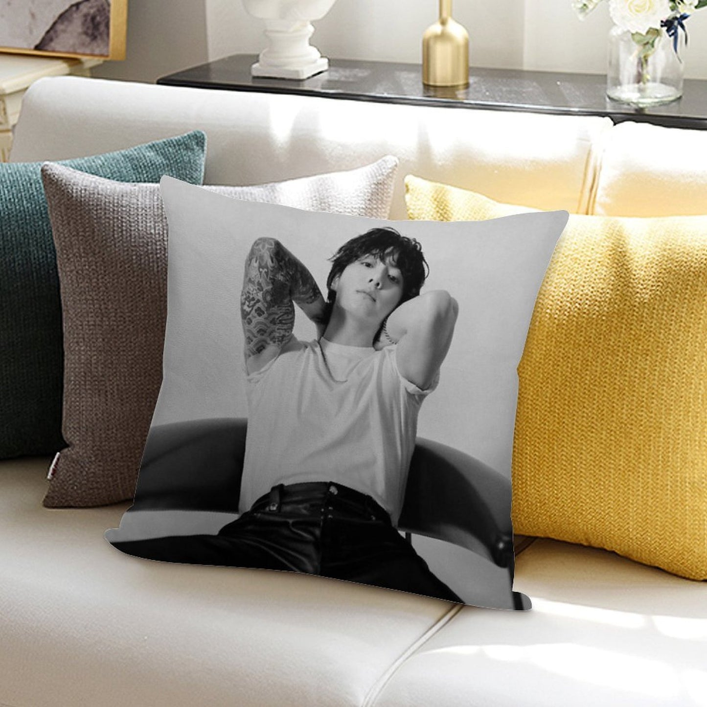 Jungkook- Seven Photoshoot Soft Washable Throw Pillow