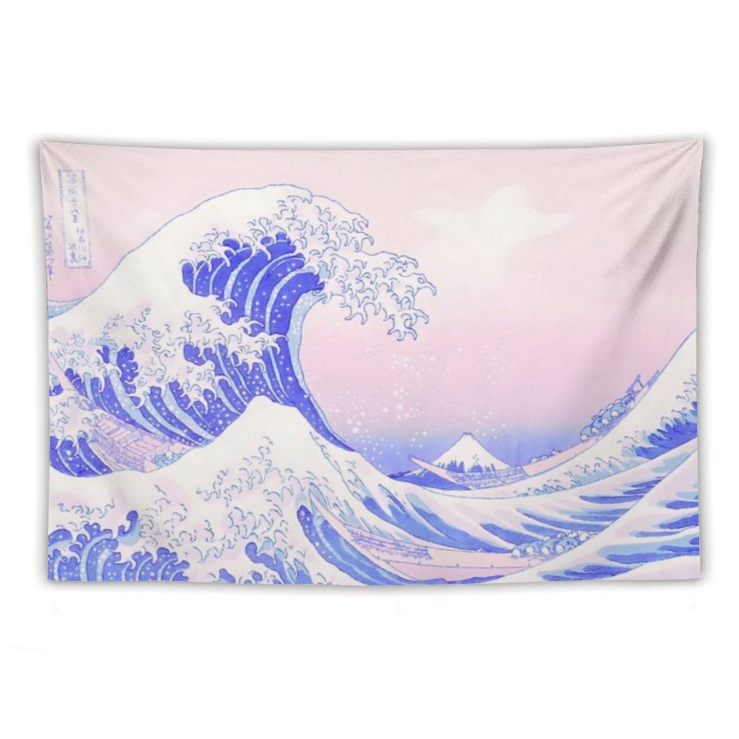 Great Wave Pastel Aesthetic Kawaii Pink Kanagawa Japanese Tapestry