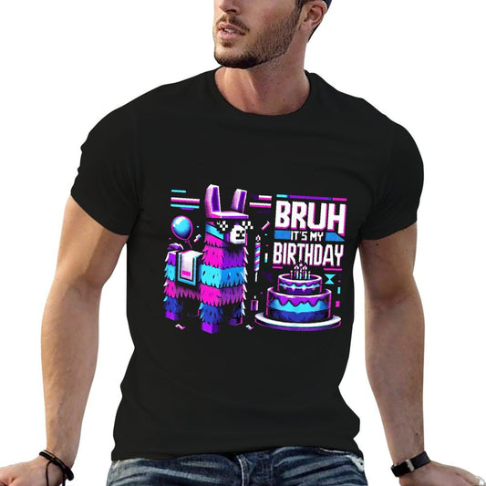 Bruh Its My Birthday Llama Pinata Boy Girl Family Party Bday  Fade-proof Color T-Shirt